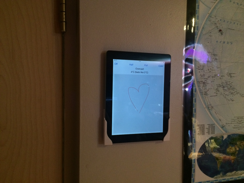 iPad mounted to the wall